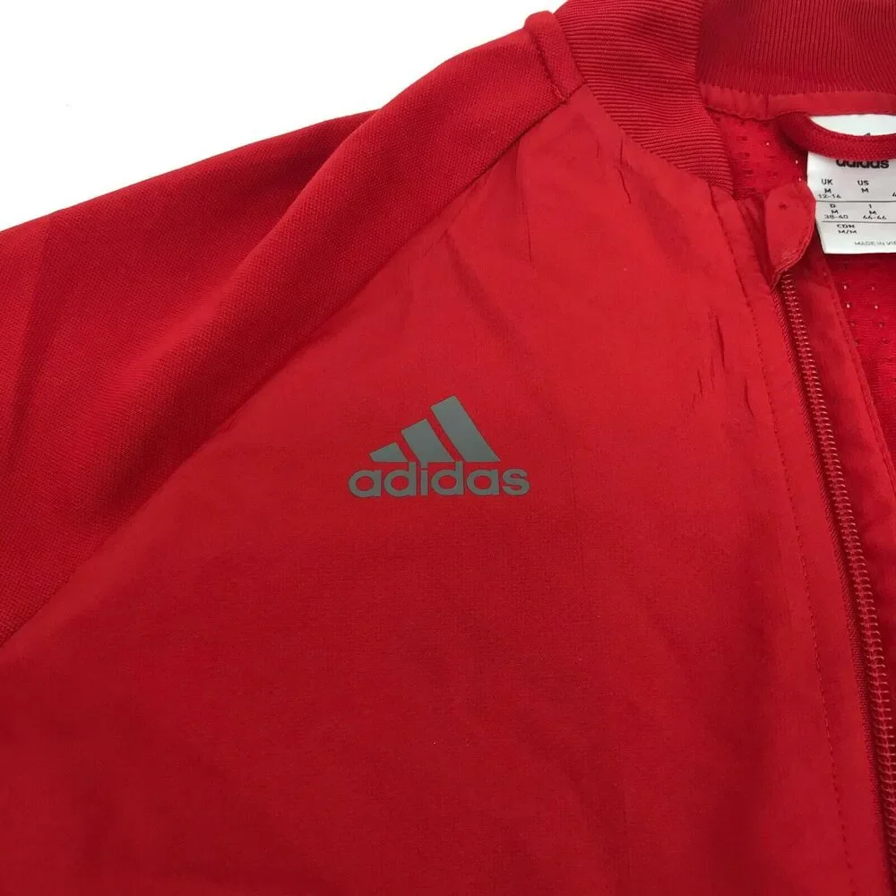 Adidas Boys Jacket Climacool Soccer Sports Texas Full Zip Red Sz Medium